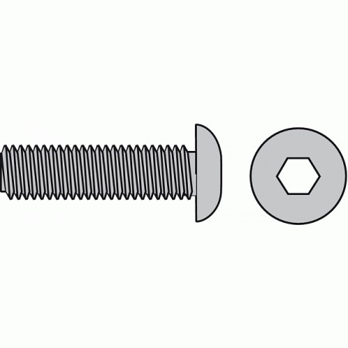 Vis à Métaux Tête Bombée Six Pans Creux : (M3 x 16mm) x 10pcs, VM TBHC, Acier Inox A2, Usage Exterieur-Intérieur, Norme ISO 7380-1