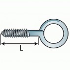  Pitons vis à bois acier zingué Ø 5 mm -  Longueur 50 mm