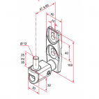  Gonds de portails battants réglables à visser - type L  - Longueur de saillie : 47 à 60 mm 