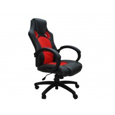 Siège baquet fauteuil de bureau rouge et noir tissu et cuir