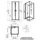 Cabine de douche Surf 4 - 70X70 cm - accès de face - portes battantes 