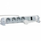 Rallonge multiprises parafoudre multimédia : 4 prises + 2 RJ45