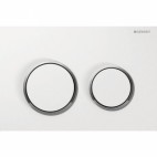 Plaque de commande double touche Omega 20-Blanc/chromé brillant